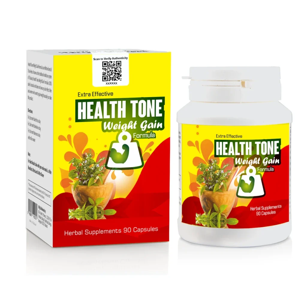 Extra Effective Health Tone Weight Gain Capsules 1000mg box and bottle packaging
