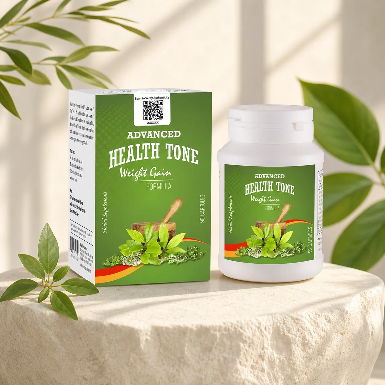 Advanced Health Tone 1500mg capsules in a natural wellness setting