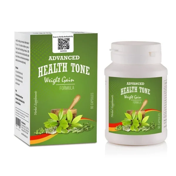 Advanced Health Tone Weight Gain Capsules 1500mg box and bottle packaging